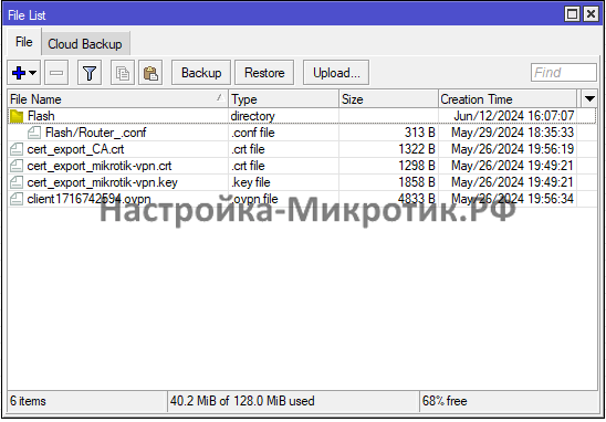 Помещенные файлы в Flash не удаляются после перезагрузки MikroTik