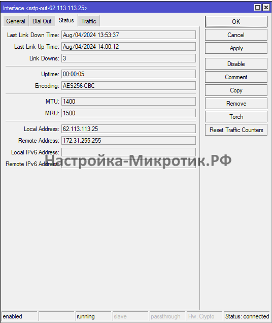 И получаем белый IP адрес от туннельного интерфейса