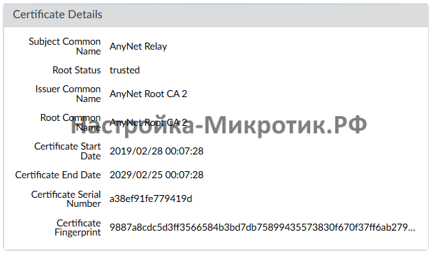 Сертификат AnyNet Root CA 2