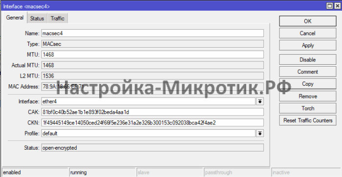 MACsec 2 Настраиваем аналогичные ключи CAK/CKN