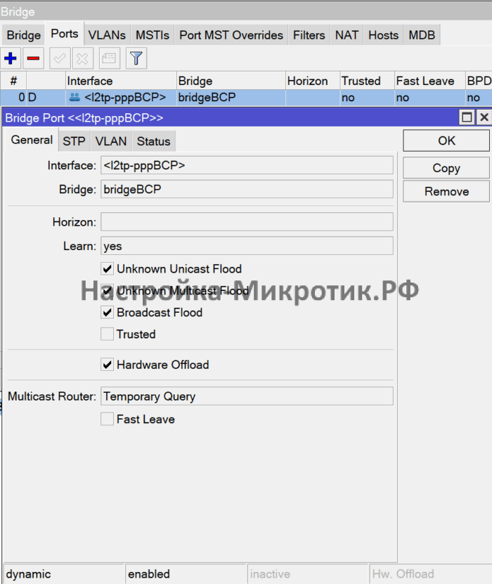 L2 BCP MikroTik 7 И на стороне сервера