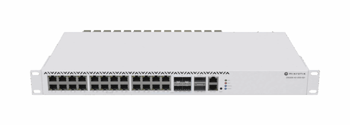 Сеть компьютерного клуба 5 CRS326-4C+20G+2Q+RM - 20 портов 2.5Гбит и 2 блока питания