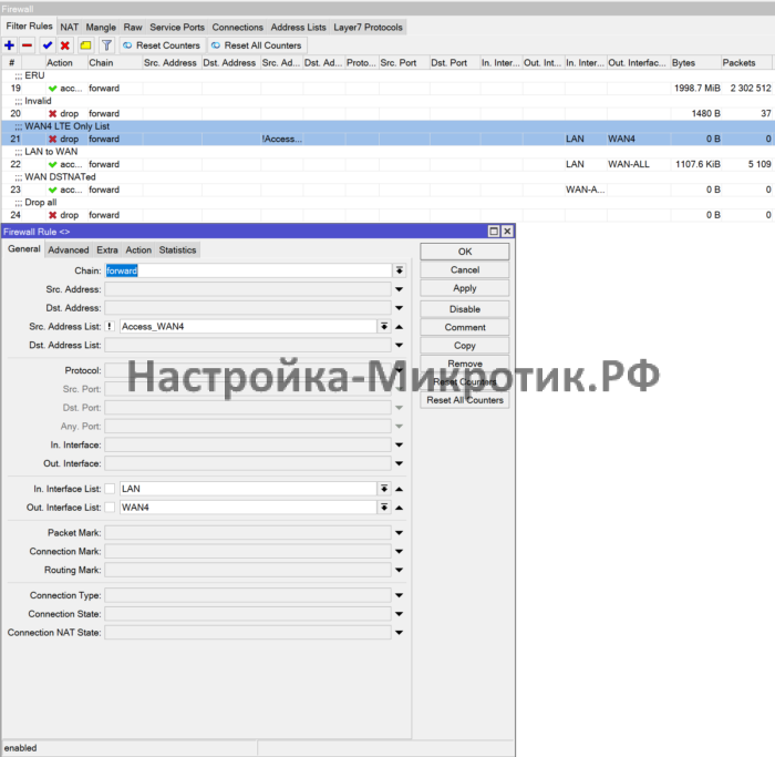 2 провайдера с PCC и PBR 49 Для адрес листа кроме Access_WAN4 из LAN в WAN4