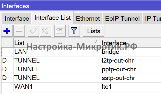 OZON Видео без внешнего IP 43 Убедимся, что туннели динамически добавились в интерфейс лист TUNNEL