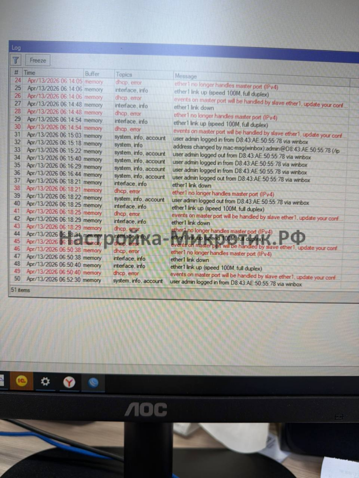 events on master port will be handled by slave