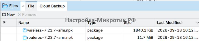 Обновить MikroTik 6 Перетягиваем в Files